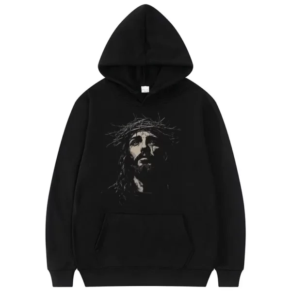 Sweat à capuche avec visage Vintage de jésus pour hommes et femmes, sweat-shirt religieux chrétien, gothique Rock, pull surdimensionné, Streetwear esthétique