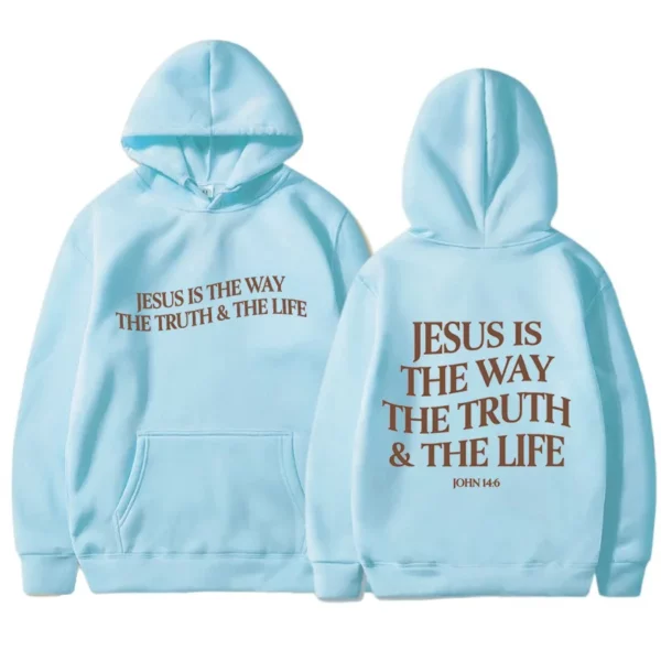 JESUS IS THE Organisements THE TRUTH-Chemise de Protection à Capuche pour Femme, Haut Épais en Velours, à Manches sulf, Ample, Style Coréen, Nouvelle Collection Hiver – Image 10