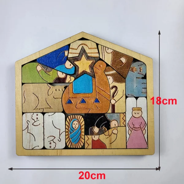Puzzle de Jésus en bois pour la décoration de la maison, jeu de puzzle de Noël, conception unique brûlée, bureau drôle, FigAuckland, Nativité – Image 21