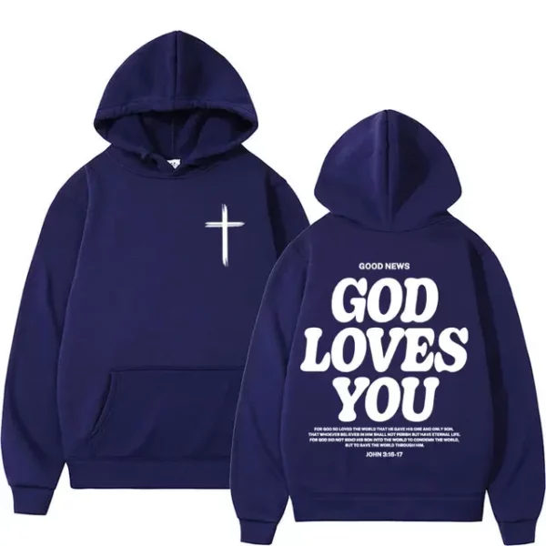 Sweats à capuche d'église de Jésus chrétien pour hommes et femmes, Harajuku, esthétique, verset de la Bible, dieu vous aime, Streetwear unisexe, Y2K PVD – Image 9