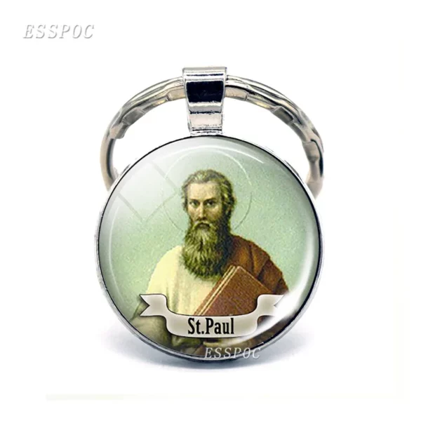 Saint Anthony porte-clés Saint porte-clés médaille d'amour cadeaux chrétiens Cabochon religieux bijoux religieux porte-clés anneau – Image 10