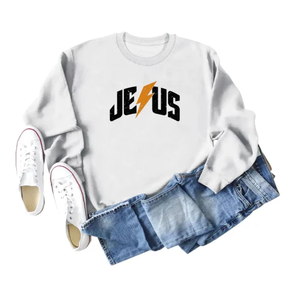 Sweat-shirt à manches longues et col ras du cou pour femme, ample, imprimé jésus, décontracté, confortable, Streetwear, automne-hiver – Image 6