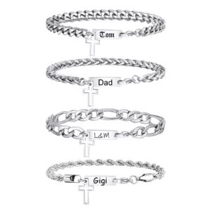 Bracelets croix creuse pour hommes et garçons, ULtorsadée en acier inoxydable, bracelet Figaro cubain, cadeaux, nouveau, 21cm, 8.2 po