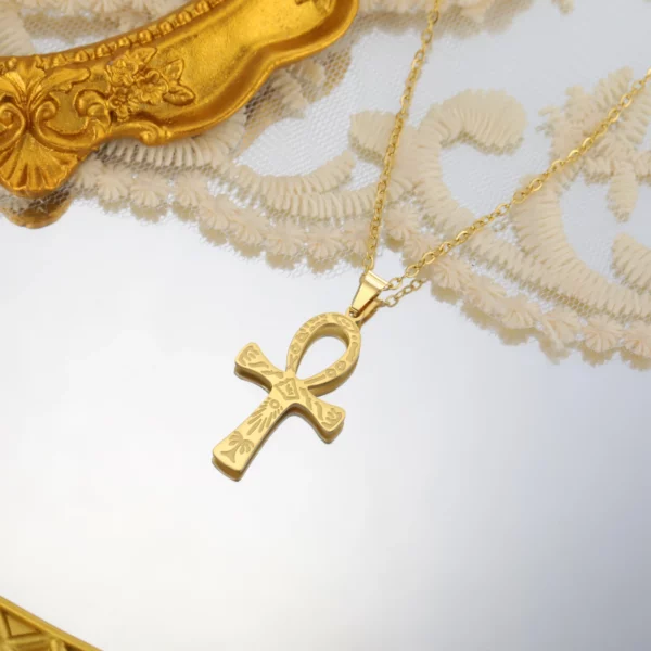 Lucktune Ankh croix amulette égyptienne collier en acier inoxydable clé de la vie symbole Crucifix pendentif collier femmes Religion bijoux – Image 38