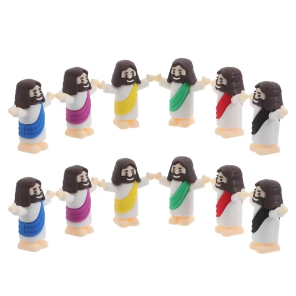 Mini Statue de jésus, 12 pièces, petites Figurines, décorations religieuses, Miniatures en PVC, décoration de maison, petites Statues en résine – Image 3