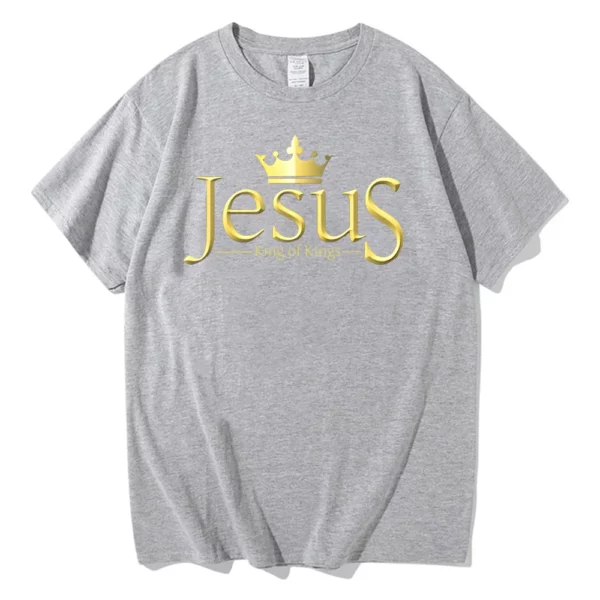 Jésus le roi des rois T-shirts femmes coton T-shirts foi chrétienne esthétique T-shirts 2025 unisexe à manches courtes T-shirts religieux – Image 7