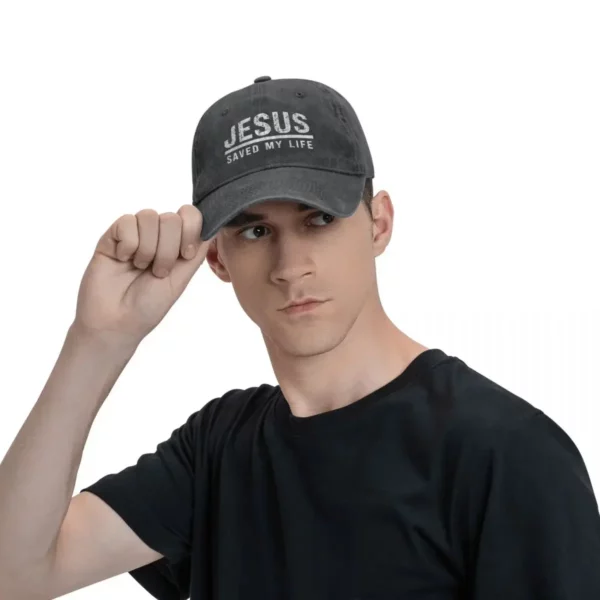 Casquette de baseball décontractée en coton délavé pour papa, chapeau à rabat, queue de cheval, chrétien, Jésus a sauvé ma vie, printemps, été, nouveau, 2023 – Image 5