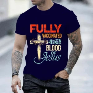 2025 vacciné par le sang de jésus foi drôle chrétien T-Shirt noir T-Shirt haut Harajuku mode Streetwear pour hommes t-shirts