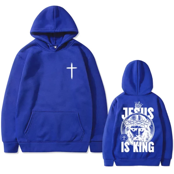 Christian jésus est roi sweat à capuche graphique hommes femmes Hip Hop mode rétro surdimensionné sweat unisexe polaire coton à capuche pull – Image 8