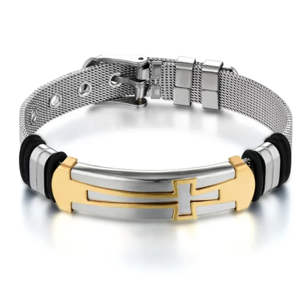 Bracelet en acier inoxydable plaqué or pour hommes et femmes, croix de Jésus, ceinture du Christ, bracelet d'identification noir, cadeau de fête d'anniversaire, bijoux à la mode – Image 10