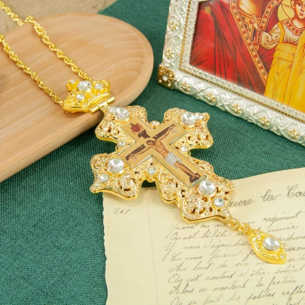 Croix orthodoxe jésus pendentif en alliage de Zinc collier prêtre seins croix baptême culte mariage funéraire jésus orthodoxe – Image 15