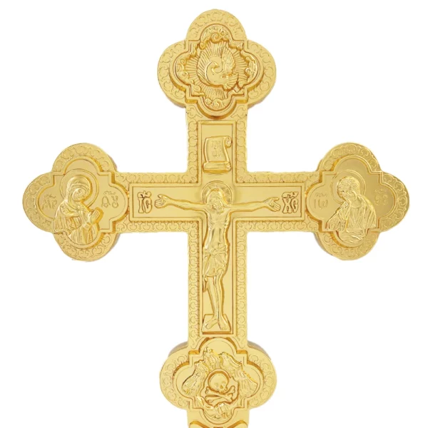 Croix de jésus orthodoxe Croix orthodoxe à main 8,5 pouces en alliage de zinc croix dorée culte prière baptême orthodoxe – Image 11