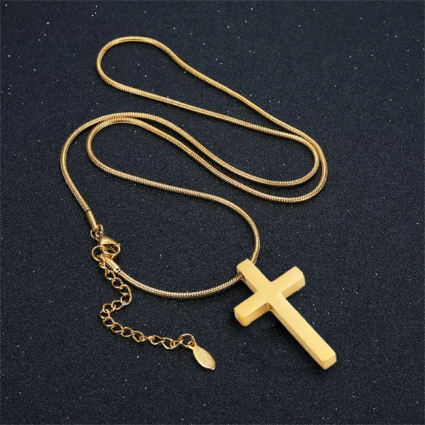 Pendentif croix de jésus pour femmes, couleur or argent, chaîne serpent en acier inoxydable, collier de foi pour femmes, bijoux religieux, cadeau – Image 9