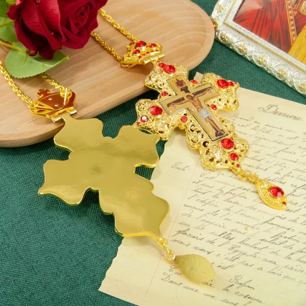 Croix orthodoxe jésus pendentif en alliage de Zinc collier prêtre seins croix baptême culte mariage funéraire jésus orthodoxe – Image 2