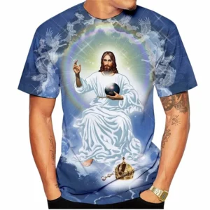Économie de dessin animé religieux de Jésus pour hommes, Streetwear décontracté, Dieu, Vierge Marie, Harajuku, Nouvelle mode d'été, 2022