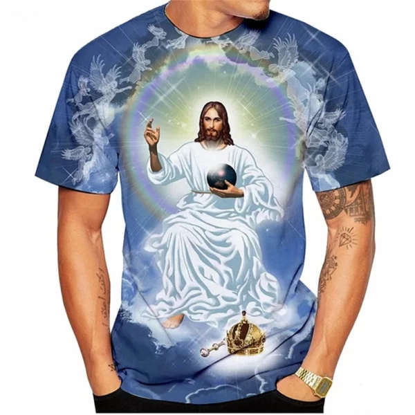Économie de dessin animé religieux de Jésus pour hommes, Streetwear décontracté, Dieu, Vierge Marie, Harajuku, Nouvelle mode d'été, 2022