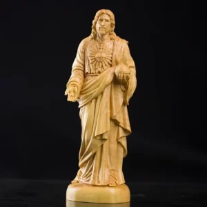Statue de jésus sculptée à la main en buis de 20cm de haute qualité, décor de salon de maison, sculpture catholique