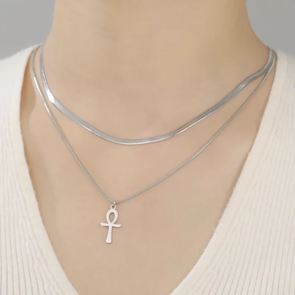 Lucktune Ankh croix amulette égyptienne collier en acier inoxydable clé de la vie symbole Crucifix pendentif collier femmes Religion bijoux – Image 43