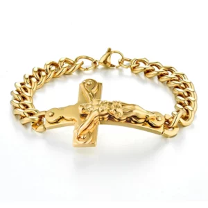 Bracelet à breloques croix de Jésus religieux pour hommes, bracelets en or et argent, bracelets en acier inoxydable, cadeau de bijoux, document chrétien, Nina ifix, 2025