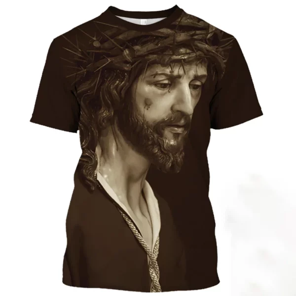Jésus chrétien croix catholique t-shirts pour hommes dieu imprimer décontracté à manches courtes surdimensionné T-shirt Harajuku unisexe col rond t-shirts – Image 8