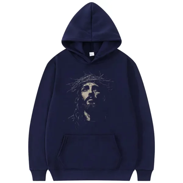 Sweat à capuche avec visage Vintage de jésus pour hommes et femmes, sweat-shirt religieux chrétien, gothique Rock, pull surdimensionné, Streetwear esthétique – Image 9