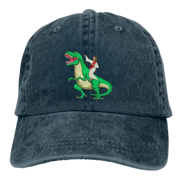 Casquette de Baseball pour Homme et Femme, Parodie de Dinosaure d'Équitation, Vorannosaure Rex TRex, Casquette à Visière, Chapeau d'Ombre de Soleil de Jésus – Image 8