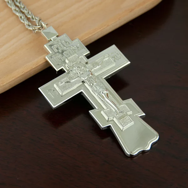 Pendentif croix de Jésus orthodoxe, pasteur de l'église, collier en alliage, poitrine, fournitures rituelles religieuses, prière, prière – Image 7