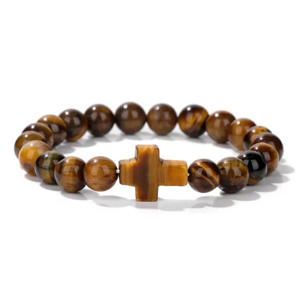 Croix opale pierre perles Bracelets pour Femme hommes prière Protection âme énergie guérison Quart Bracelet Yoga bijoux Homme Pulsera – Image 19