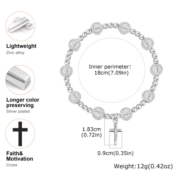 Bracelets de perles de coss catholiques pour femmes, bijoux religieux de carte ronde de Jésus – Image 6