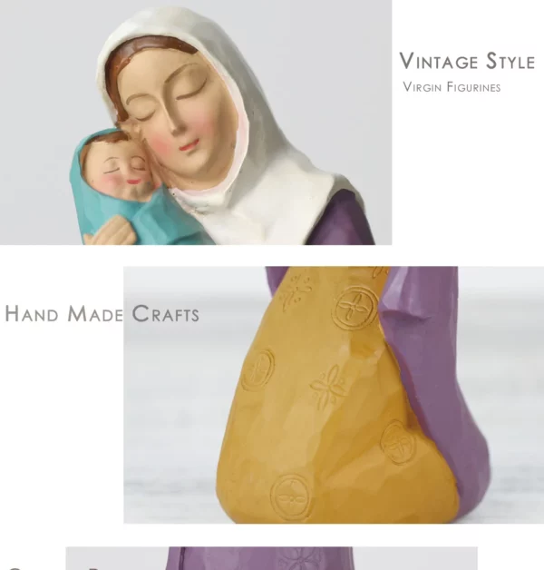 Figurines de la Vierge Marie et de Bébé Jésus en Résine, Figurine d'Ange de Style Vintage, Cadeaux de Mariage Artisanaux – Image 16