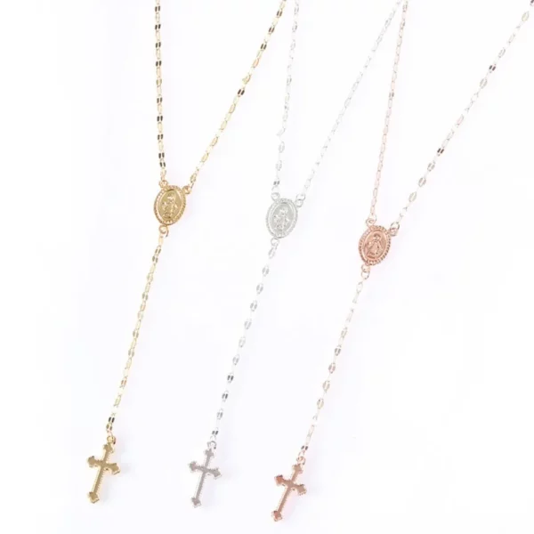 Collier avec pendentif chapelet religieux pour femmes, Vintage, croix chrétienne, bohémien, breloque, bijoux à la mode, cadeaux, nouvelle mode 2024 – Image 2