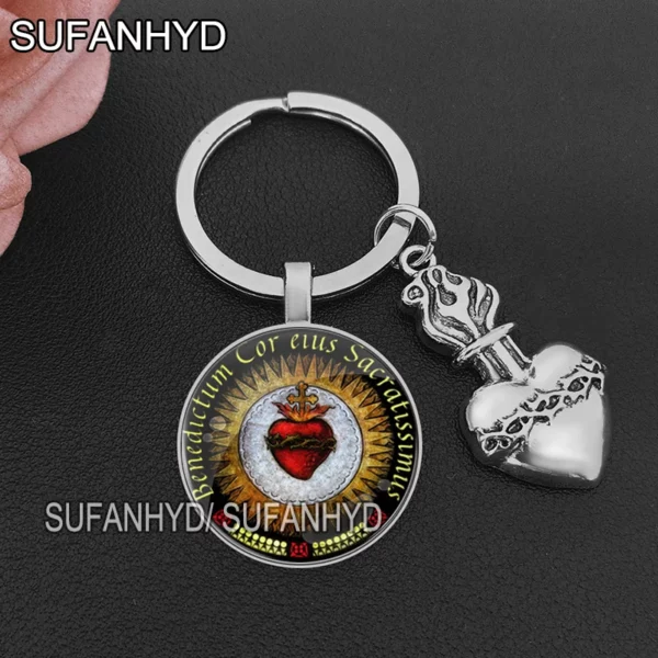 Porte-clés du Sacré Coeur de Jésus pour Maison Porte-clés Catholique pour Femme et Homme – Image 12