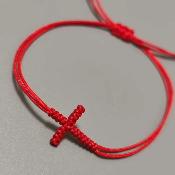 Bracelet croix porte-bonheur rétro, fil tissé pur, nœuds, réglable double face, pour femmes, hommes, filles, garçons, amoureux – Image 3