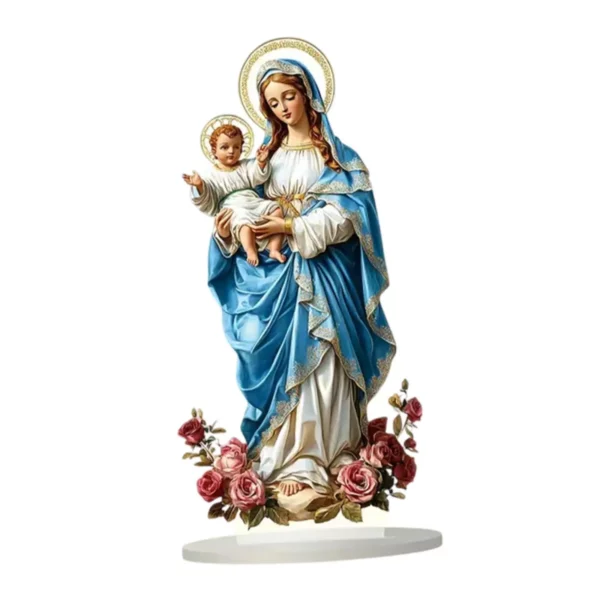 Bienheureuse Marie avec Enfant Jésus Signe JO Catholique Art, Collection Chrétienne, Décoration de Maison pour Salon NikBureau Bureau Festival – Image 7