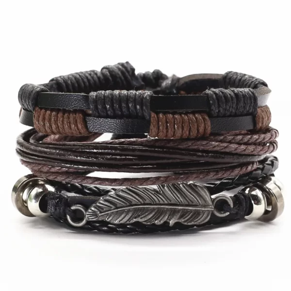 WESTBULL 3 pièces/ensemble Bracelets en cuir multicouche pour hommes croix charme Homme Bracelets cadeau bijoux – Image 25