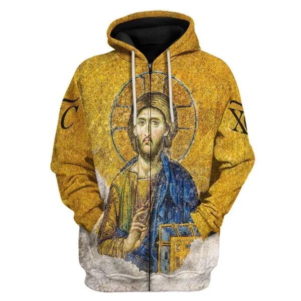Sweats à capuche College en 3D pour hommes, motif de la Vierge Marie, sweats à capuche zippés, mode masculine, sweat à capuche PVD, survêtement respirant, vêtements de combinaison pour hommes – Image 2