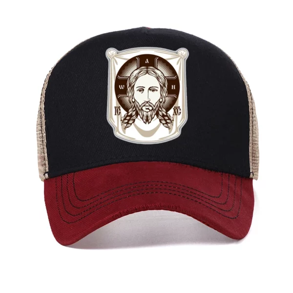 Casquette de Baseball pour Homme et Femme, Chapeau de Camionneur en Maille, Réglable, Visage de Jésus, Icône de l'Église Orthodoxe, Impression Religieuse – Image 8