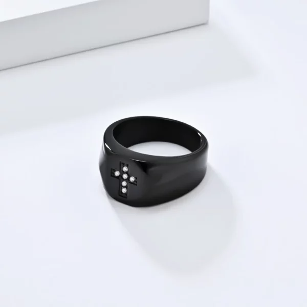 Bague croix en acier inoxydable pour homme, cubique, contre-indiqué, nouvelle mode – Image 15