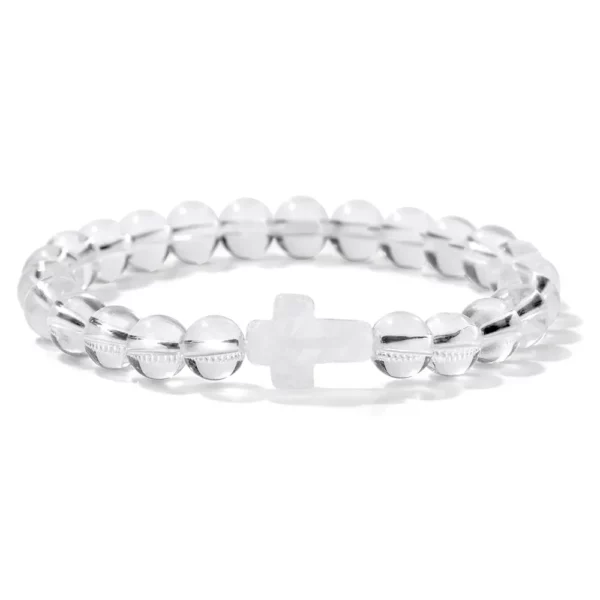 Croix opale pierre perles Bracelets pour Femme hommes prière Protection âme énergie guérison Quart Bracelet Yoga bijoux Homme Pulsera – Image 7