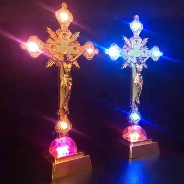 Grande lampe électronique lumineuse à Led, croix de jésus, décoration catholique chrétienne – Image 4
