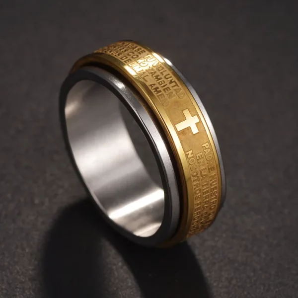 Bagues croix de Jésus en acier au titane pour femmes et hommes, bijoux de doigt, prière de la Bible, lettre chrétienne, vente en gros, nouveauté – Image 11