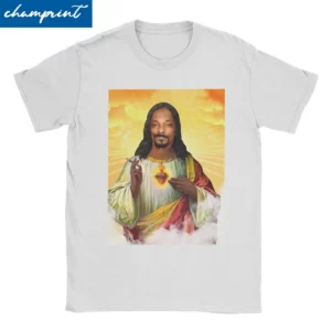 T-shirt à manches courtes et col rond pour hommes et femmes, Saint Jesus, Snoop, Dogg, Vintage, 100% coton, Vêtements College