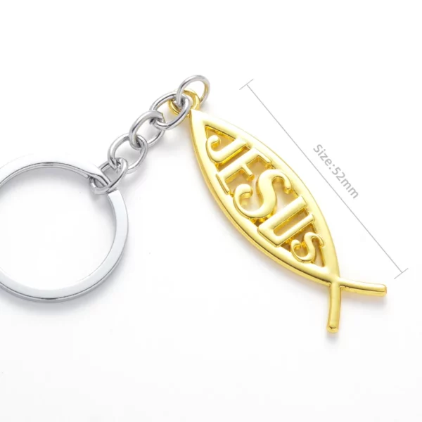 Porte-clés de voiture universel en métal, pendentif avec logo de poisson de Jésus, Toyota, Audi, KIA, Honda, Mercedes Benz, Chevrolet, Jeep – Image 3