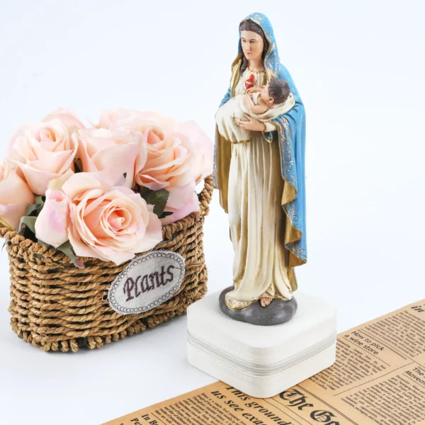 Statue de la Vierge Catholique et de l'Enfant Jésus, 1 Pièce, Sainte Mère, Vierge Marie, Décoration Intérieure Inspirante – Image 5