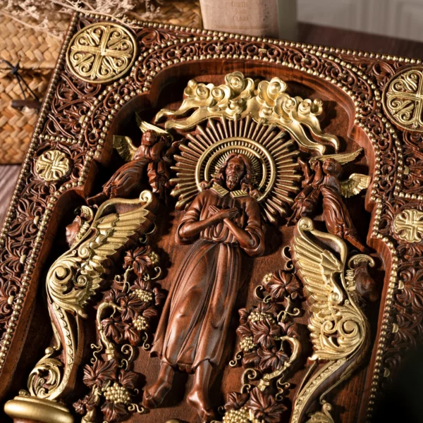 Jésus-Christ Icône de l'Ascension Jésus et Lion en bois, Statue chrétienne, Meilleur cadeau pour les disciples – Image 8