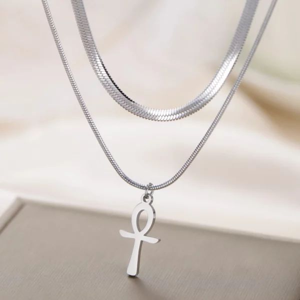Lucktune Ankh croix amulette égyptienne collier en acier inoxydable clé de la vie symbole Crucifix pendentif collier femmes Religion bijoux – Image 44