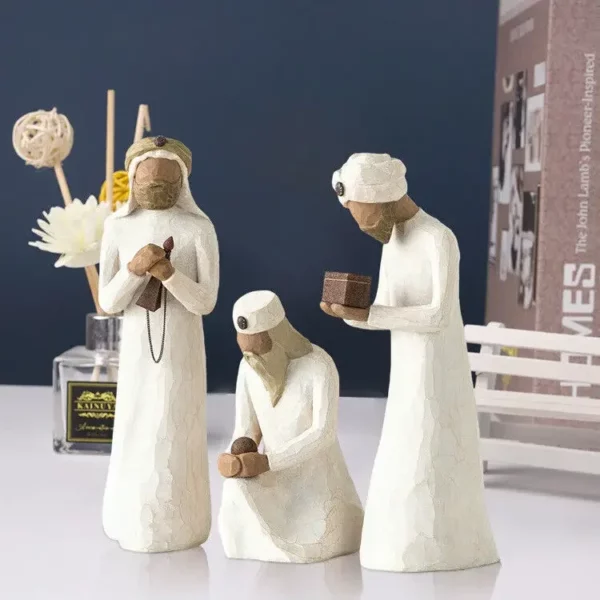 Figurine d'arbre de saule de la Sainte Famille, ensemble religieux de la Nativité de Jésus de Pâques, statue peinte à la main, ornements de chambre, artisanat de décoration de la maison – Image 18