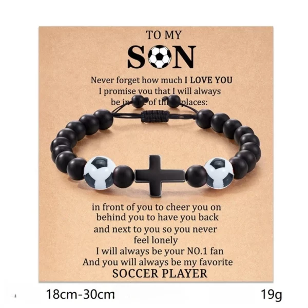 Bracelets de Prière en Pierre Naturelle pour Adolescent, Croix de Baseball, Basket-ball, Football, Idées avec Message, Carte Cadeau – Image 27