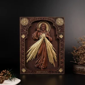 Image de jésus catholique religieux en bois, le sacré cœur et la miséricorde divine, Plaque murale de jésus, Statues sainte