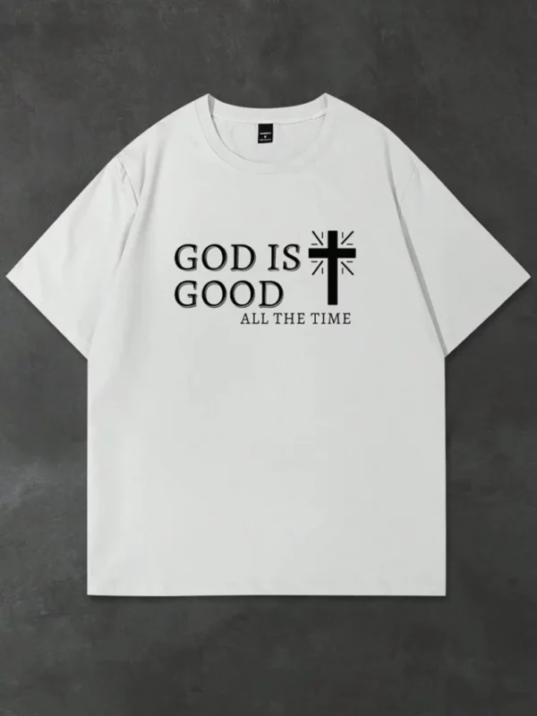T-shirt à manches courtes imprimé religieux pour hommes, haut croisé, mode de rue décontractée, été, 03 – Image 9